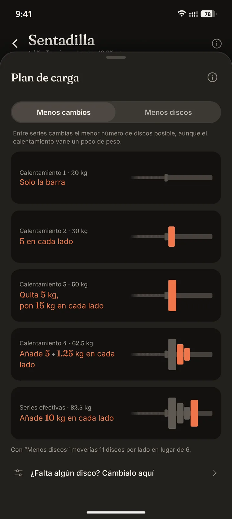 Los discos de cada lado y las series de calentamiento en Iro.